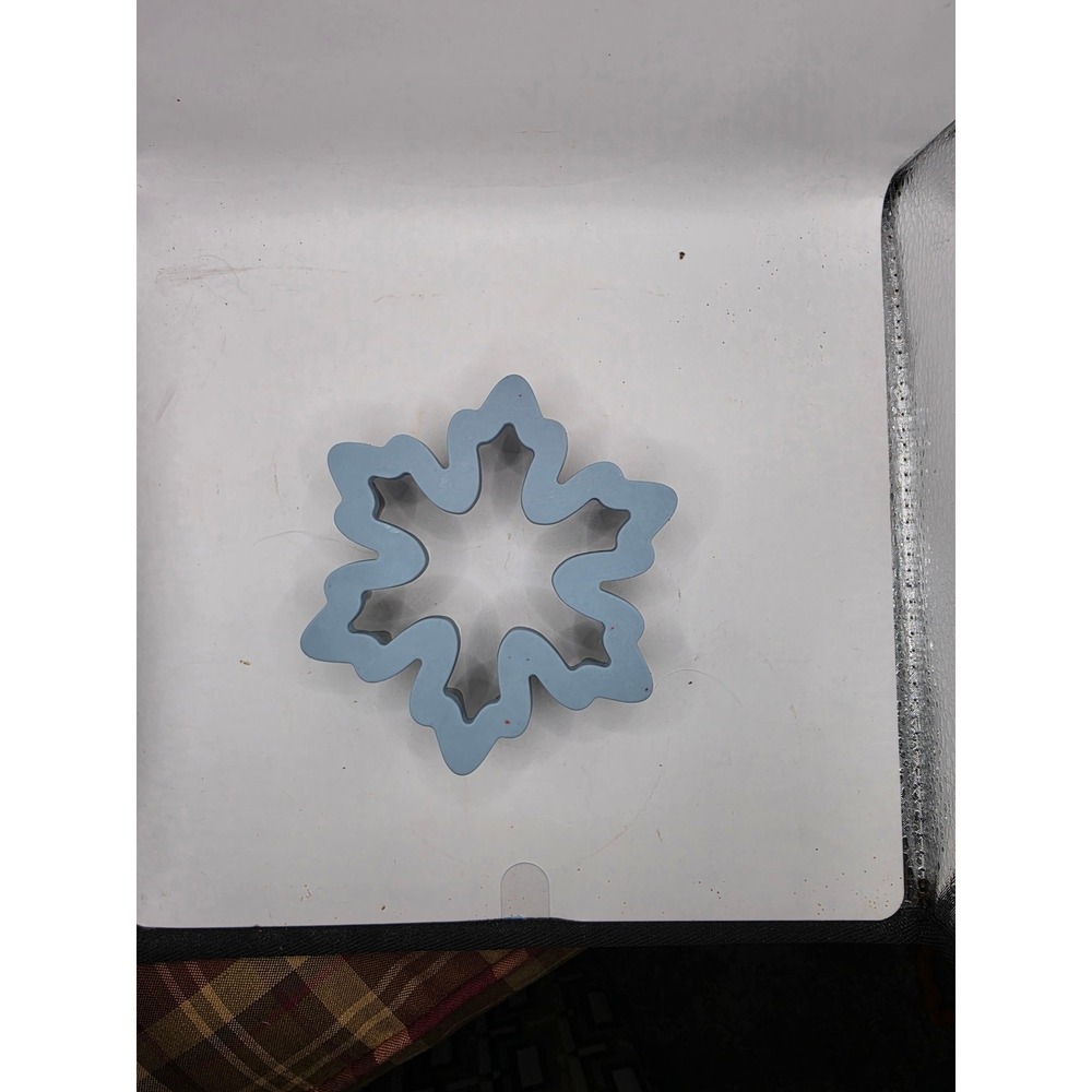 Blue Snowflake Cookie Cutter Metal with Comfort Grip Winter Holiday Baking Tool